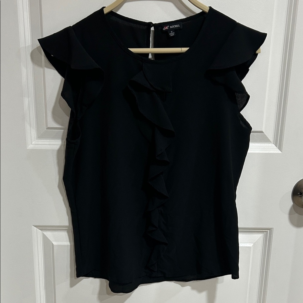 Michele Black Ruffled Blouse
